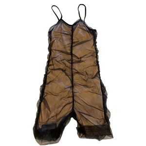 Shein Mesh Black Nude Romper Sleeveless Size Medium